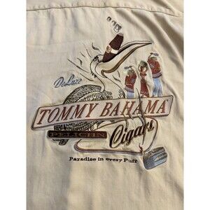 Tommy Bahama Mens Size 2XL Beige Silk DeLuxe Pelican Cigars Button-Up Hawaiian